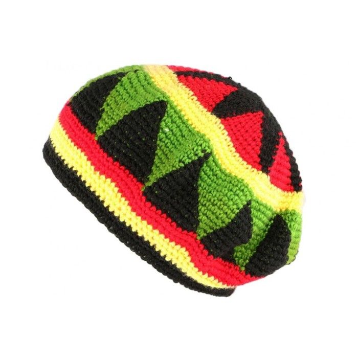 Bonnet Beret Rasta rouge jaune vert Bobley - Rouge - Taille unique
