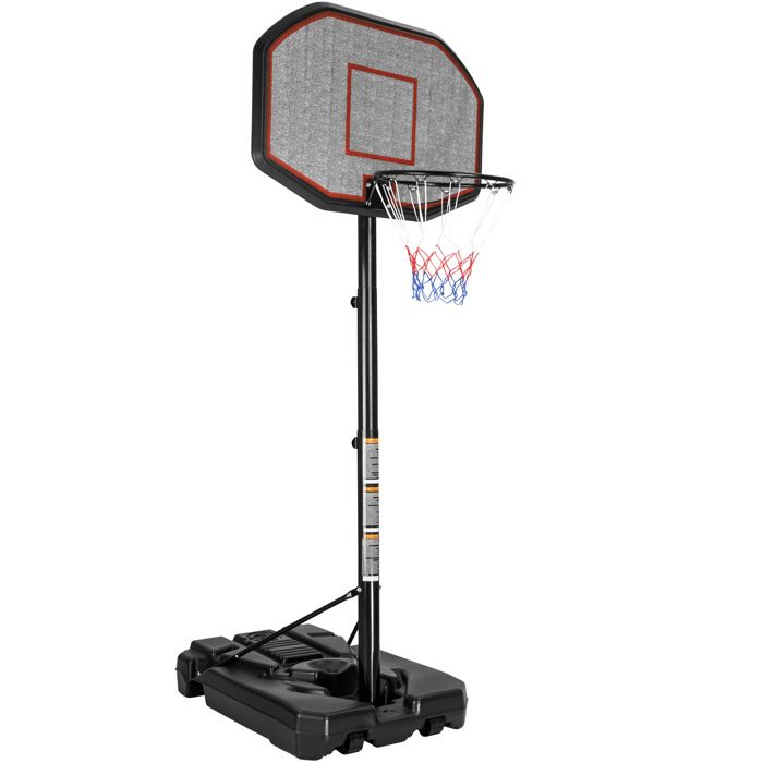 TECTAKE Panier de Basket réglable en hauteur sur Pied avec Roulettes 108 cm x 125 cm x 360 cm Noir