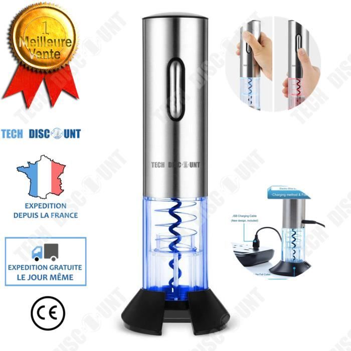 TD® Tire-bouchon électrique rechargeable professionnel acier inoxydable vin rouge ouvre-bouteille sans fil décapsuleur intelligent