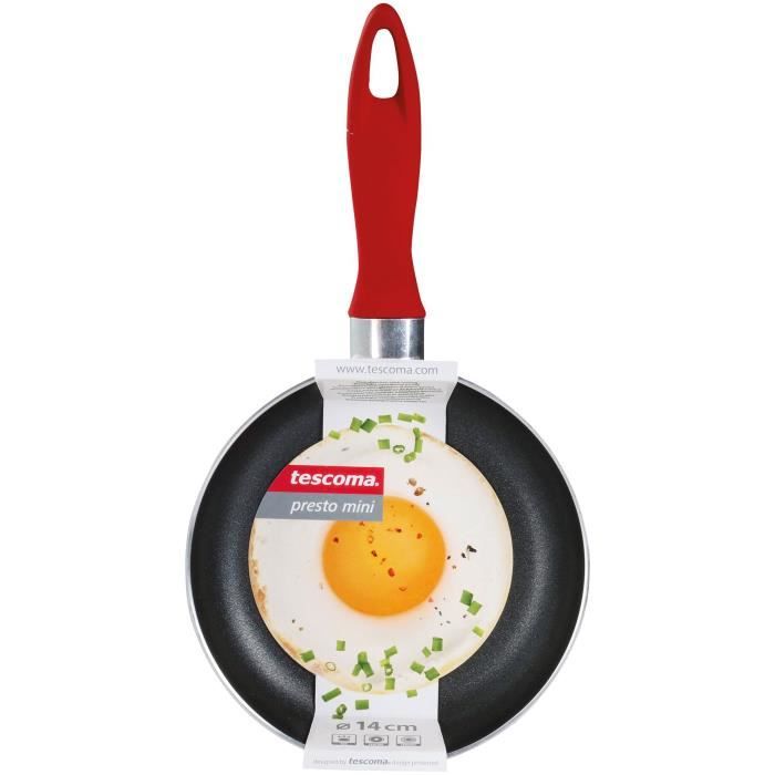 TESCOMA Mini poêle Presto - 14 cm - Rouge - Tous feux sauf induction