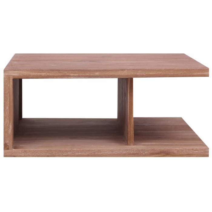 FAE Table basse - 70x70x30 cm - Bois de teck massif - Avec un design en forme de C