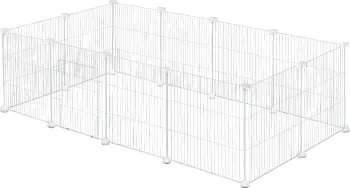Meilleurs prix pour EUGAD Lapin Enclos Intérieur, Cage Modulable avec Porte, DIY Parc Cochon d'Inde, Clôture Réglable, 142x72x36cm, Blanc E0AG0106