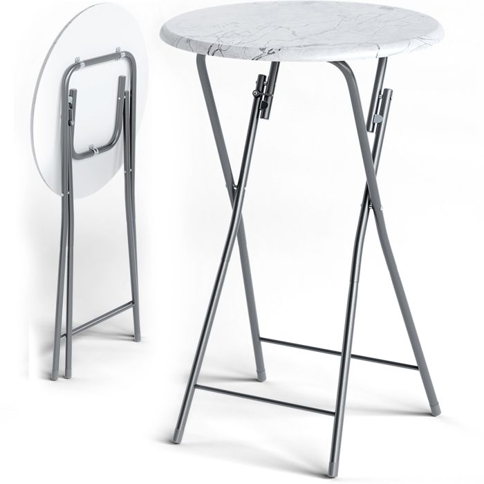 Table D'appoint Ronde Réglable Avec Anneau Lumineux - Hauteur 48,5-68 Cm, Plateau 32 Cm, Marron Rustique