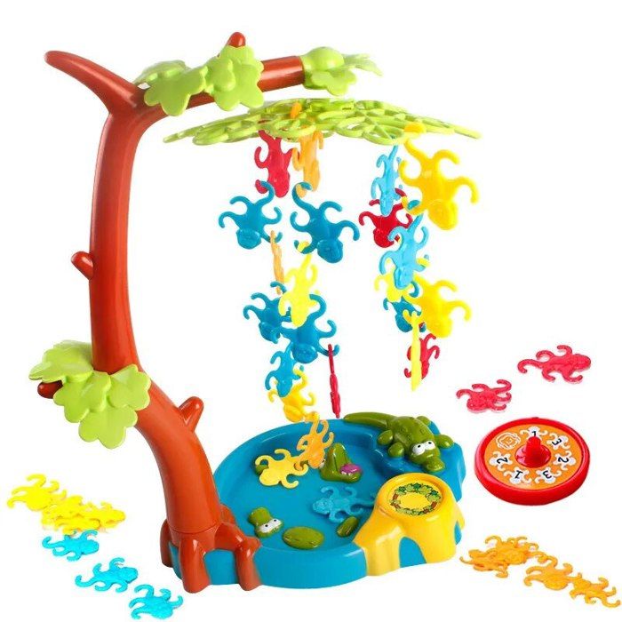 Jeu D'Équilibre Famille Singe - 10 Pièces En Bois Coloré, Jeu De Balançoire Amusant Et Éducatif Pour Enfants