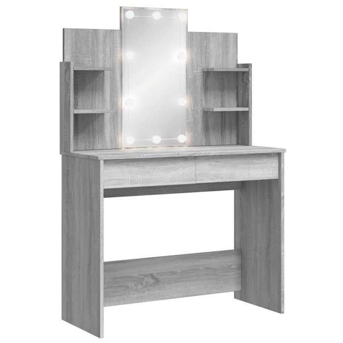 Coiffeuse/Table de maquillage - avec lumières LED - Sonoma gris - 96x40x142 cm SS148186
