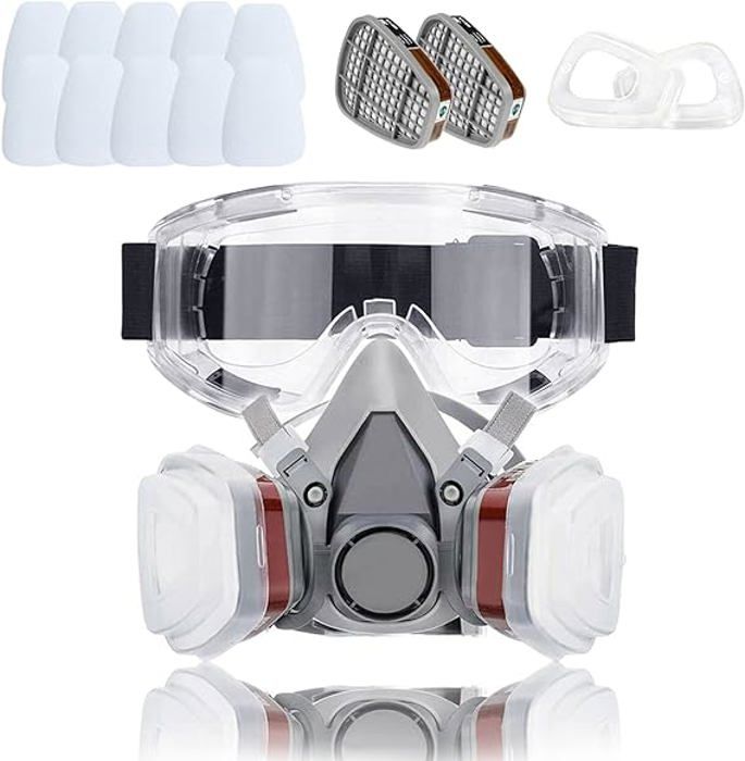 Masque Respiratoire Réutilisable Élastomère Avec Filtres - Protection Anti-Poussière Soudure Peinture