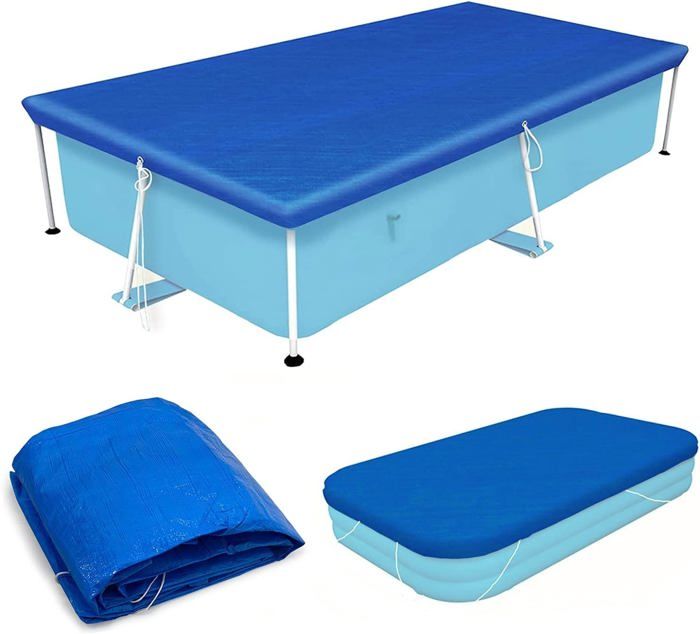 Bâche Protection Piscine Rectangulaire 220x150cm - Couverture Anti-Poussière Et Anti-Feuilles