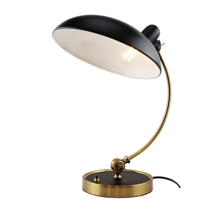 Lampe de Table BOFA - Inspirée par Fritz Hansen Kaiser Idell 6631 Finition en Noir Mat et Laiton E27.