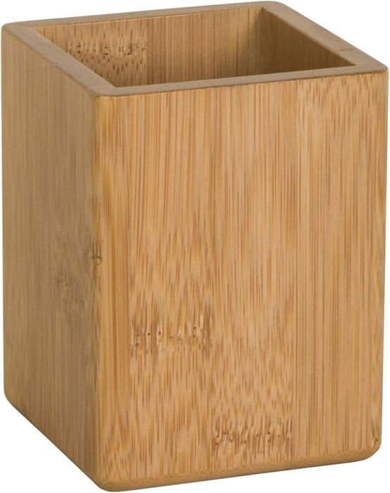 Pot à Crayons Bambou Medifier - Organisateur Bureau 12x8x8cm - Style Naturel - Multiusage