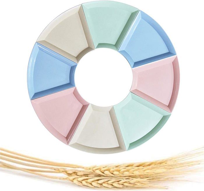 Lot de 8 assiettes en paille de blé légères et incassables vaisselle saine écologique et dégradable