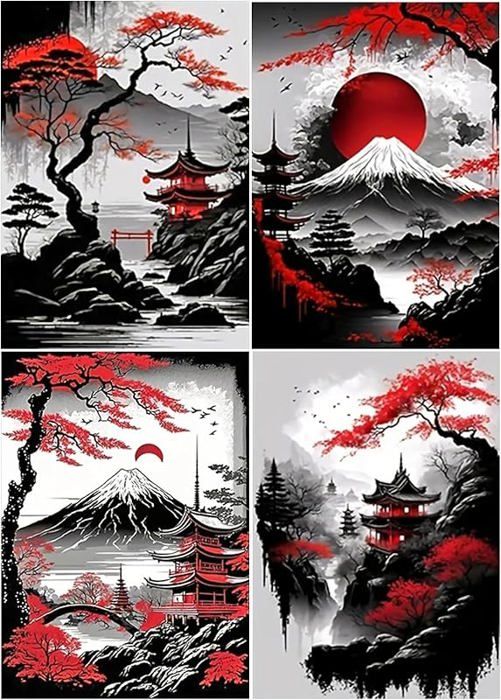 Femme Geisha Diamond Painting 60x90cm Grand Format Broderie Diamant Painting, 5D Peinture Diamant Tableau Perle Point De Croix Kit Complet Strass DIY Adultes Enfants Femme Cadeau, Maison Décor Z-408