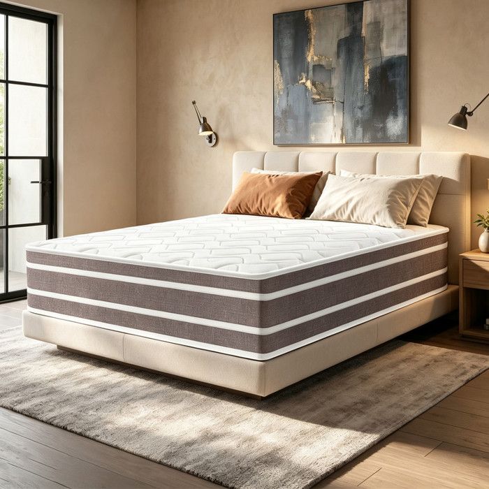 Matelas 140x190 cm Mousse à Mémoire de Forme Ép 28cm Oeko-Tex 10 Zones Confort Ergonomique Ressorts Ensachés Fermeté Moyenne