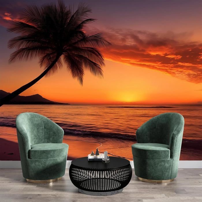 Papier peint 3D moderne simple plage vague de mer papier peint 3D carrelage mural autocollant salle de bain imperméable vinyle 3D papier peint 150 cm x 105 cm