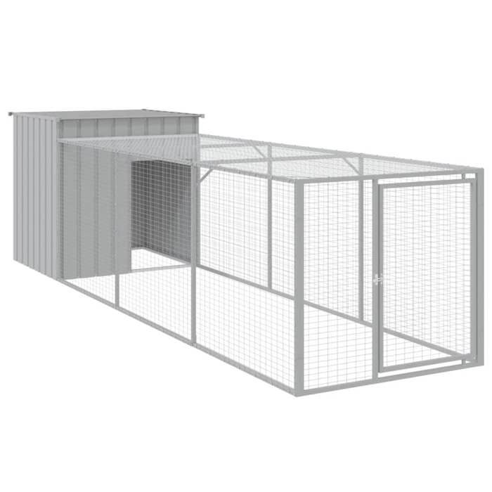 Meilleures Poulailler-Clapier-Cage avec cour - gris clair 110x405x110 cm - acier galvanisé SSD3699031