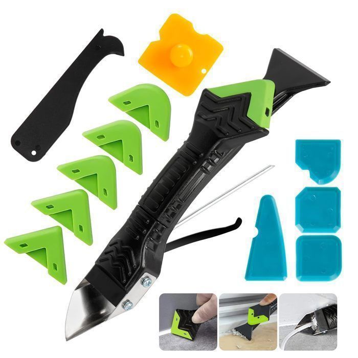 Outil de retrait de mastic 5 en 1 kit doutils de calfeutrage en silicone avec 4 grattoirs dangle 6 entretoises amovibles