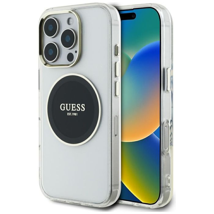 Coque Guess IML Metal Colored Circle Classic Logo MagSafe pour iPhone 16 Pro Max - vue 4