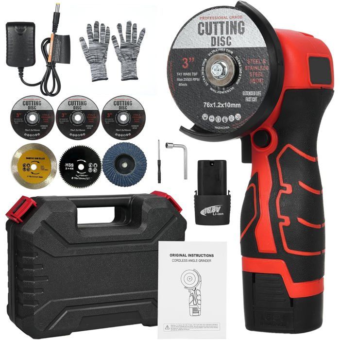 VISLONE Meuleuse d'angle sans fil 7000 tr/min, outil de meulage ...