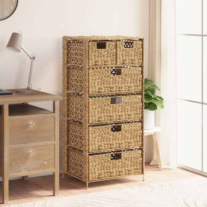 Solde dautomneUnité de rangement - RUIGOU - Étagère de chambre/Salon avec 6 paniers 47x37x100cm Jacinthe deau LEM75945