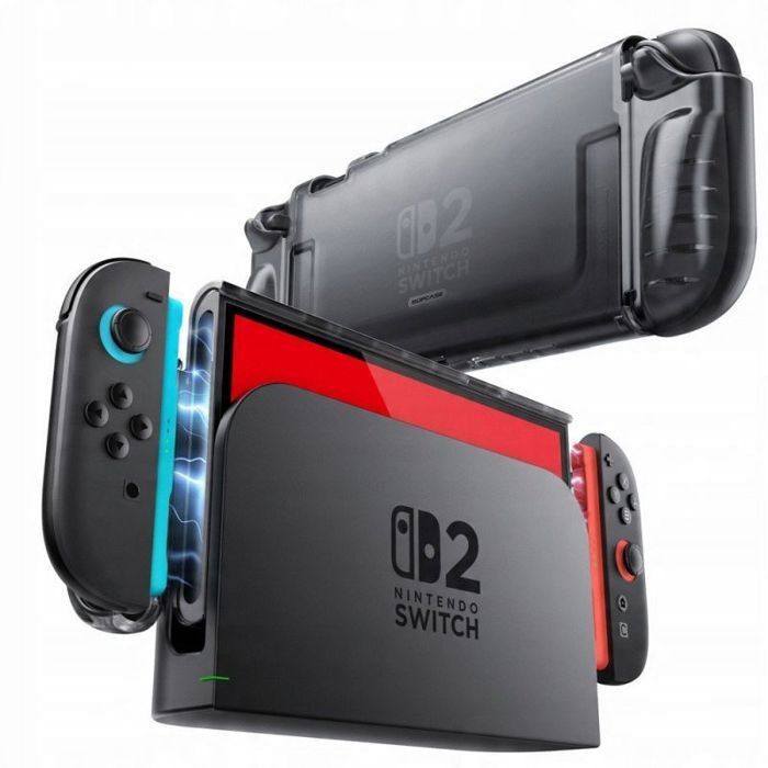 Housse - etui - coque - facade - sacoche de transport Supcase Ãtui Crystal Case Nintendo Switch 2 Frost Black