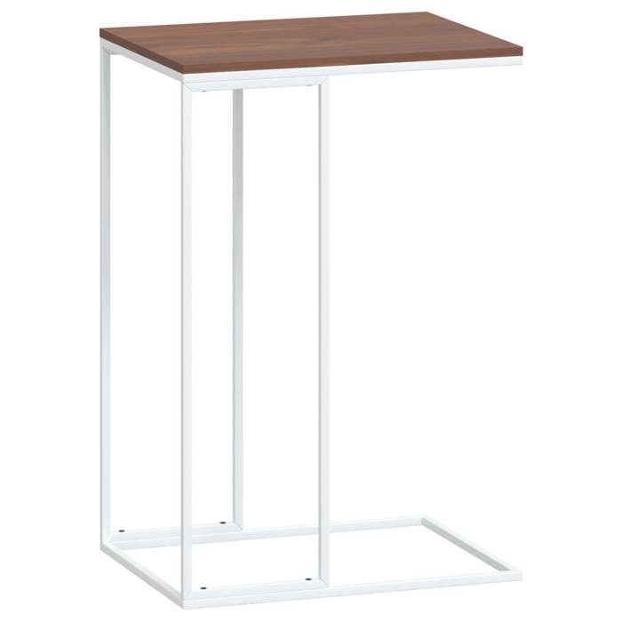 Table d appoint en forme de C 40 x 30 x 59 cm bois d ingenierie marron et fer blanc DEC040256 Table d appoint en forme de C 40 x 30 x 59 cm bois d ingenierie marron et fer blanc DEC040256