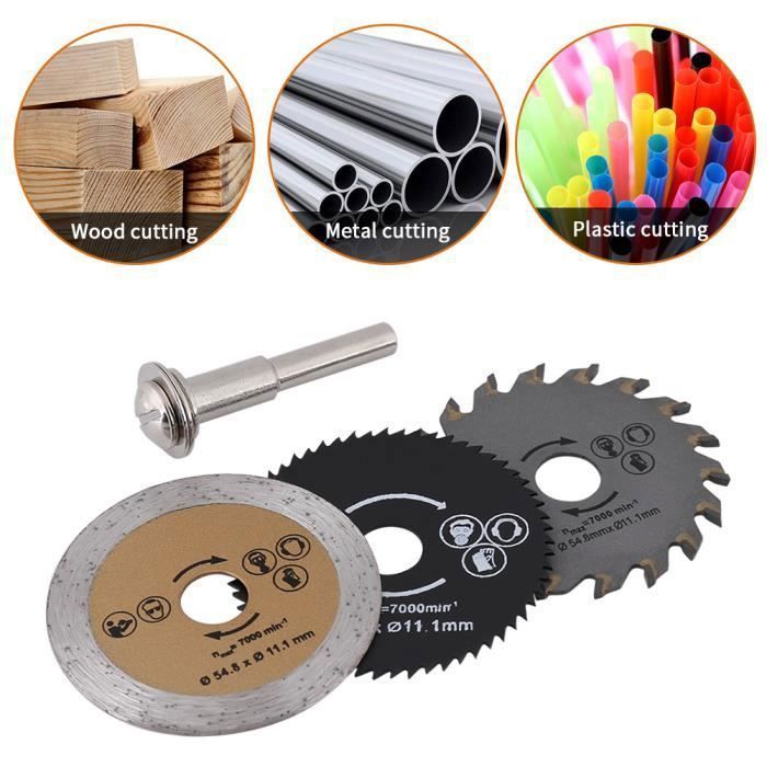Lot De 3 Lames De Scie Circulaire 4 1/2'' 24 Dents - Carbure De Tungstène TCT, Arbre 3/8''