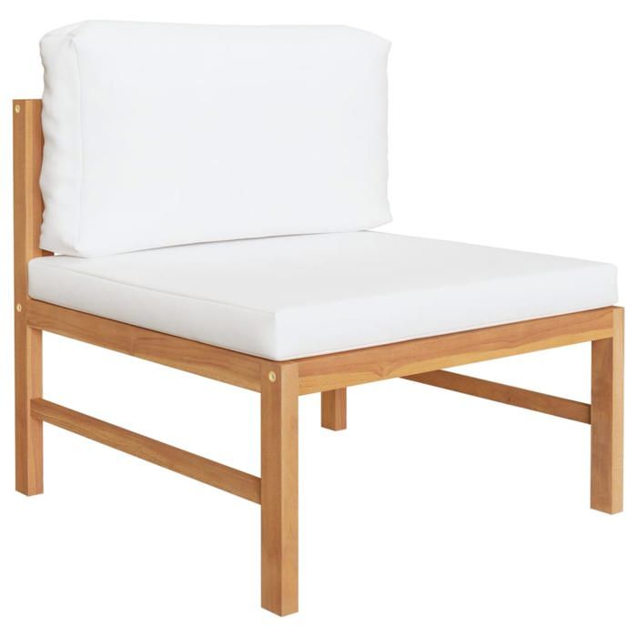NEW 2025 Salon bas de jardin - GKK - Ensemble de 2 - avec coussins - crème Bois de teck GGK636