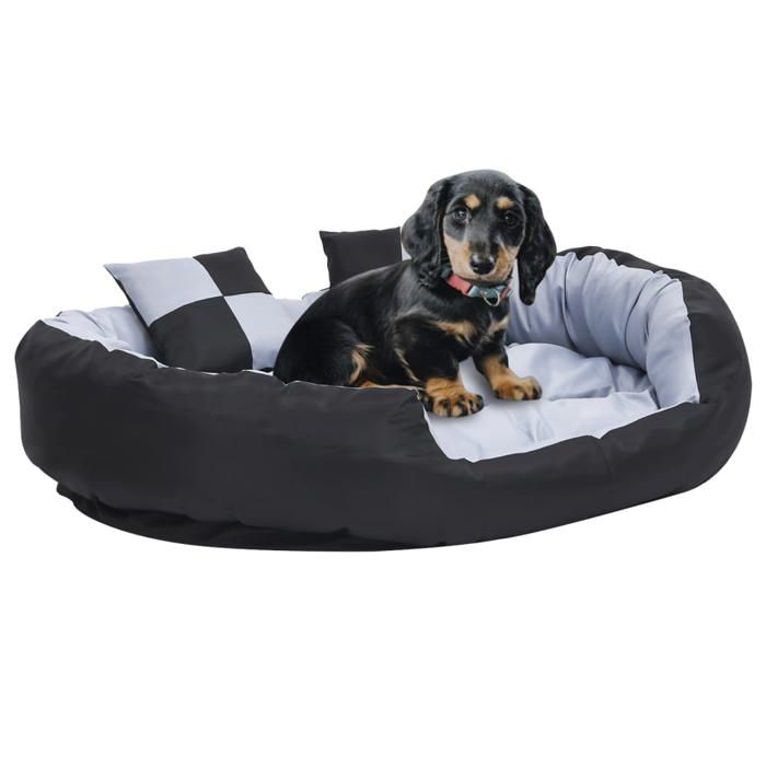 Automne/hiverCoussin réversible lavable pour chien Gris et noir 110x80x23cm - HAuteur:23cm - Grande Taille &FR_783200