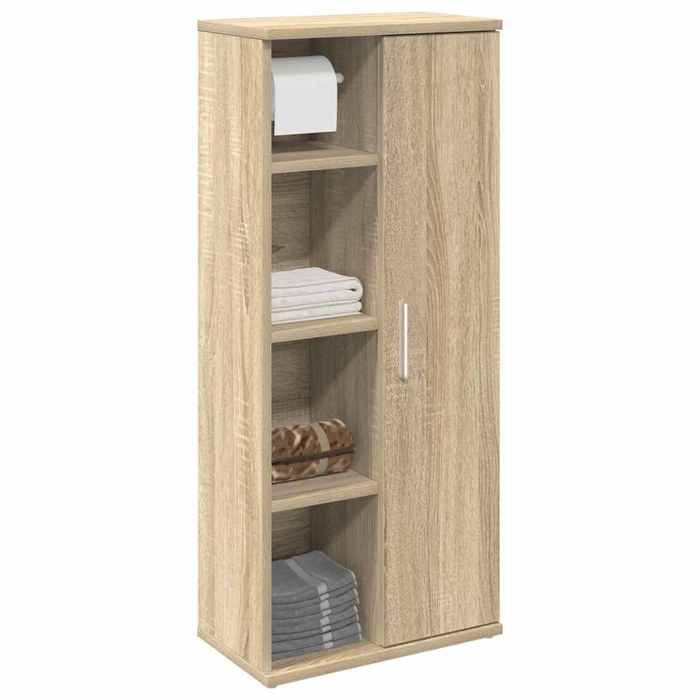 Meuble de salle de bain - vidaXL - Porte-rouleau intégré - Chêne sonoma - 39x22x90 cm - Bois dingénierie