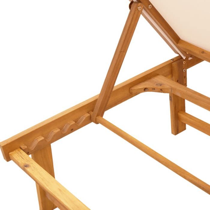 Sale 2026 Chaises longues 2 pcs - BURKE - Lit de repos double - crème bois acacia solide et textilène Cc134