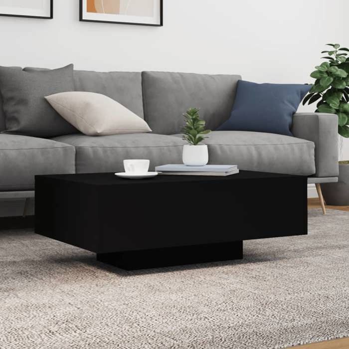 Petite Table Centrale de salon Noir - LEMON® Table basse avec lumières LED - Noir - 85x55x31cm 671 - Soldes