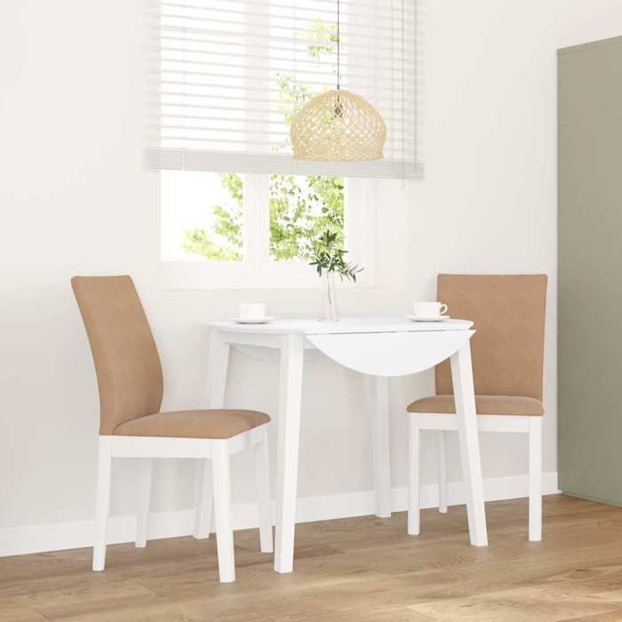 NEW 2026 Lot de 2 Chaise à manger Scandinave Fauteuil Salon Cuisine coussins blanc bois massif caoutchouc 48.5x49x90 cm L913