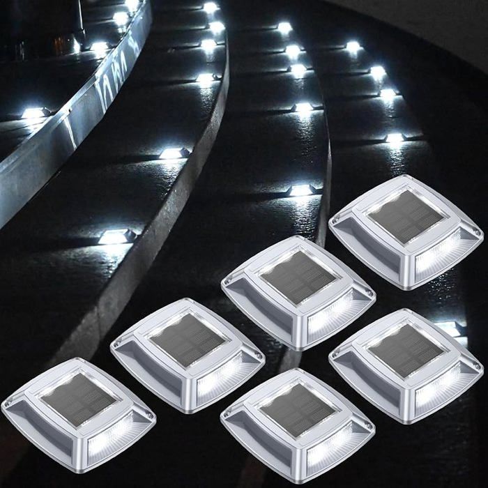 Éclairage pour Chemins Spot Solaire Exterieur Puissant IP68 Étanche 6 Articles Eclairage Escalier Exterieur Blanc Blanc# PROJECTEUR