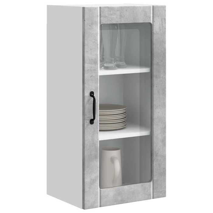Hot Sale®Armoire de cuisine avec porte (2 pcs) Armoire/Vitrine/Placard - SOLOMON - meuble de cuisine - Fixation sur pied - Gris béto