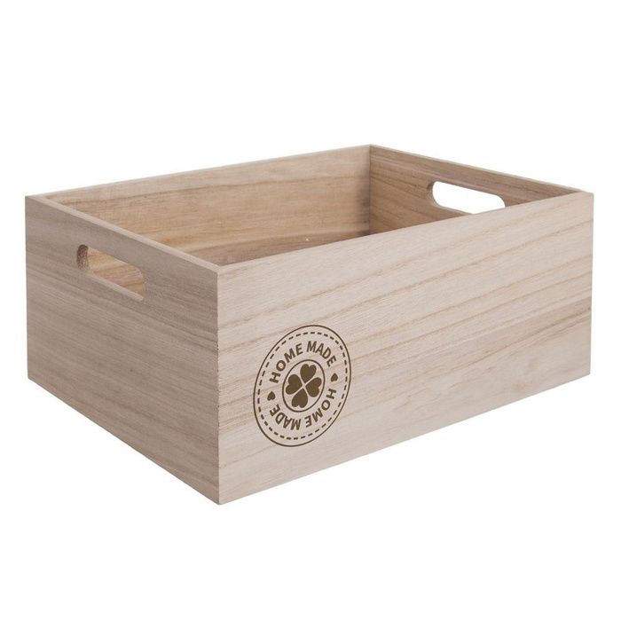 Boîte de rangement en bois - ORION - 26x16x11 cm - Poignées latérales - Bois naturel - Multifonctionnelle - Décorative