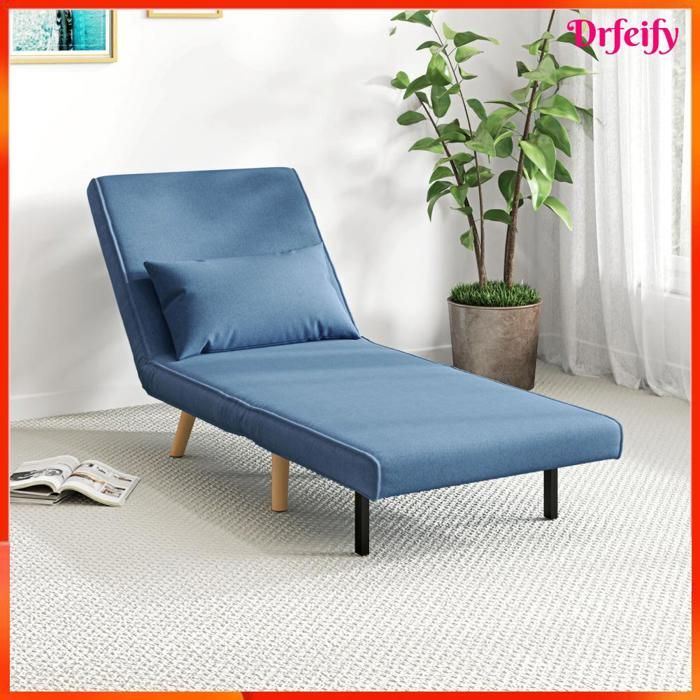 Fauteuil chauffeuse convertible 1 place - AKOZON - 10229 - 3 en 1 dossier 5 positions tissu lin respirant