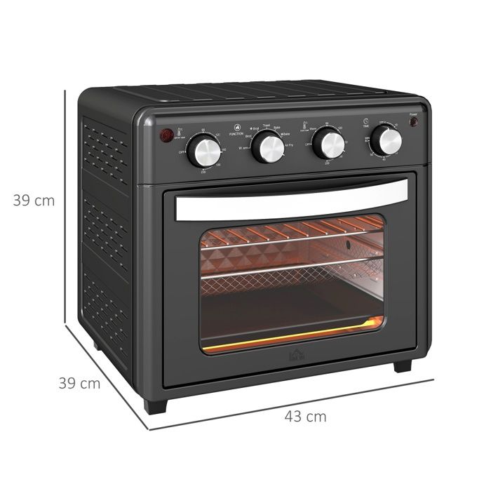 Mini four Friteuse à air chaud 90-230°C 7 programmes Accessoires Noir - Ideko
