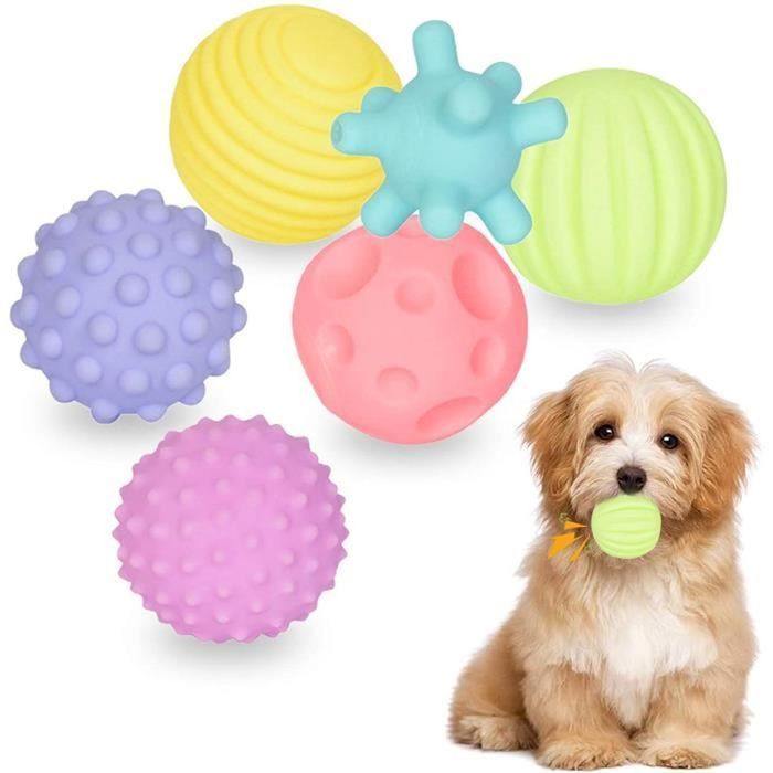 Jouets ChienChiens Jouets à CouinementJouet en Caoutchouc Ballepour Chiot Petit Chien Moyen à Mâcher et Jouer-6pcs .