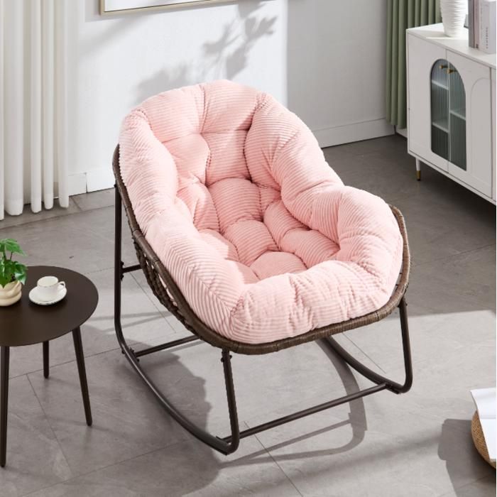 Fauteuil à Bascule avec Coussin en rotin rembourré pour Salon Relaxation jusquà 113 kg pour Balcon terrasse et Jardin Salon