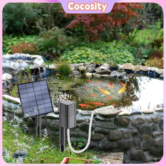Cocosity pompe solaire de bassin Aérateur Solaire Détang Oxygénateur de Pompe à Air à énergie Solaire 25 W 7 piscine gazon Noir