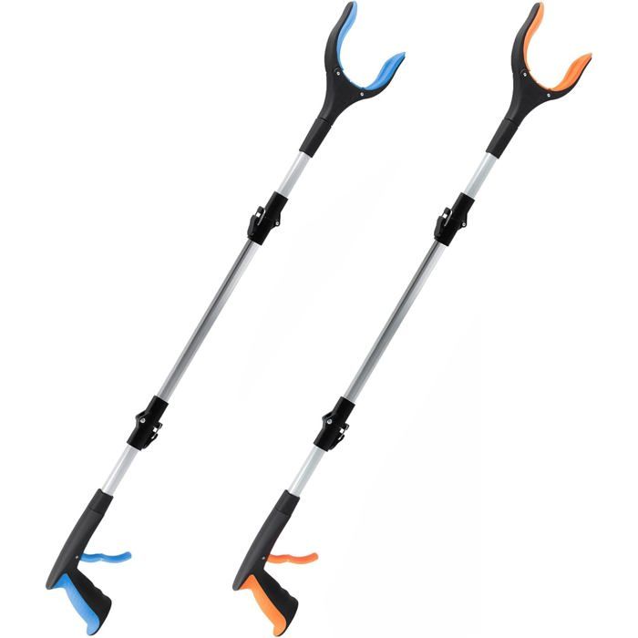 Lot de 2 Pinces Ramasse-Déchets : Longueur 91cm extensible à 358 pouces Tête pivotante 90° avec pointes magnétiques Ramassage san