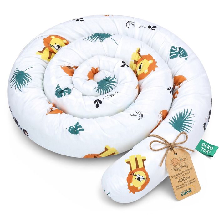 Coussin serpentin XXL 400 cm - bordure de lit coussin d’allaitement décoratif protection de lit fait main Safari