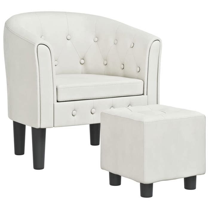Chaise cabriolet avec repose-pied (1 Personne) - COCO - Charge max.:150 kg - Similicuir - Blanc - accoudoirs - 70x56x68 cm &12jcw1