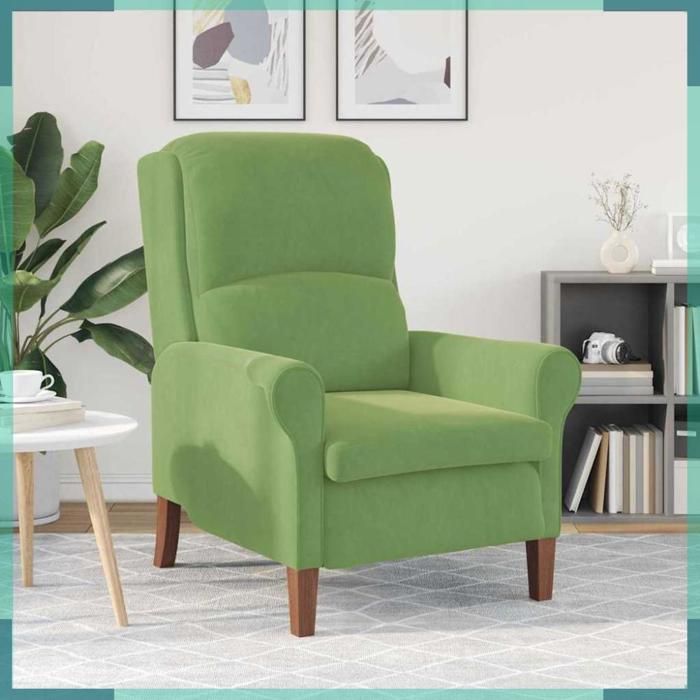 Fauteuil - 42009860 - Velours - Vert clair - 76 x 94 x 102 cm