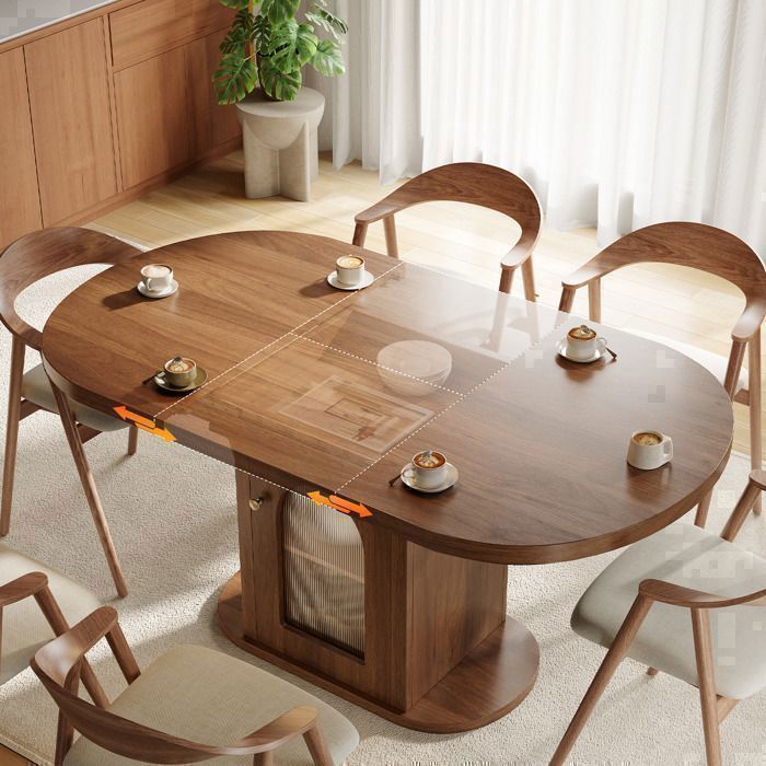 Table de salle à manger extensible avec rangement Patbrela 110-150 x 90 cm verrouillage rangement caché Brun noyer