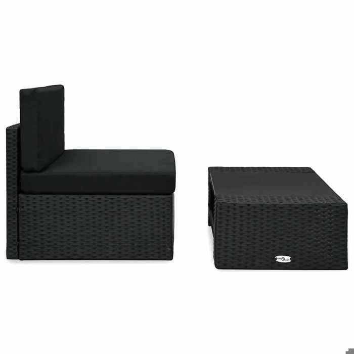 NEW Salon de jardin 2 pcs Résine tressée Noir Éléments pour sofa modulable_54613