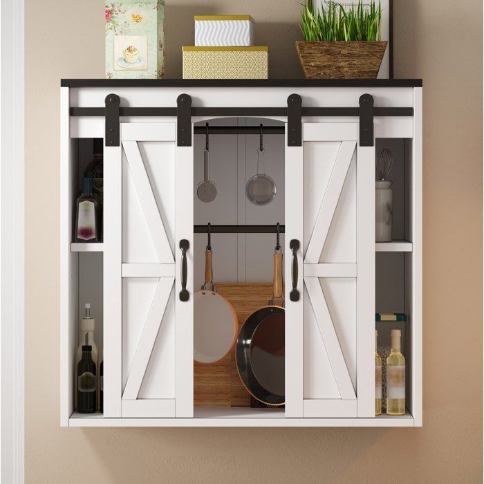 ROVRYN Meuble haut de cuisine mural 80 x 31 x 76 cm 2 portes coulissantes étagères réglables MDF blanc