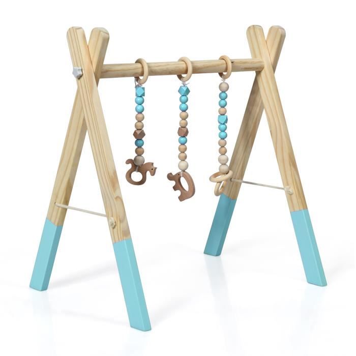 GIANTEX Portique d’Eveil de Bébé en Bois Portique d’Activité Pliable