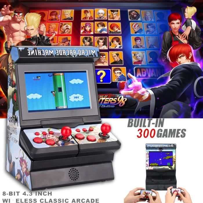 Mini Borne D'arcade Avec 300 Jeux Rétro - écran 4,3" Et Manettes Sans Fil - Jouable à 2 Et Connectable à La TV