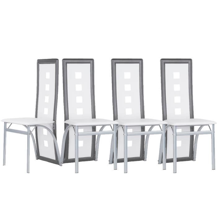 4 pcs de Chaises de Salle à Manger Contemporain Chaises de Cuisine Blanc et Gris
