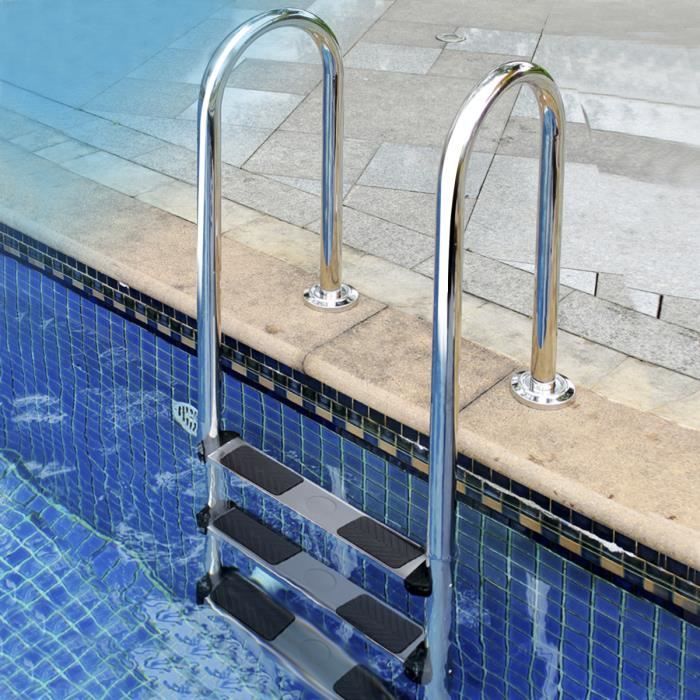 GIANTEX Echelle de Sécurité pour Piscine à 3 Marches 132x50x265CM en Acier Inoxydable Echelle Antidérapante